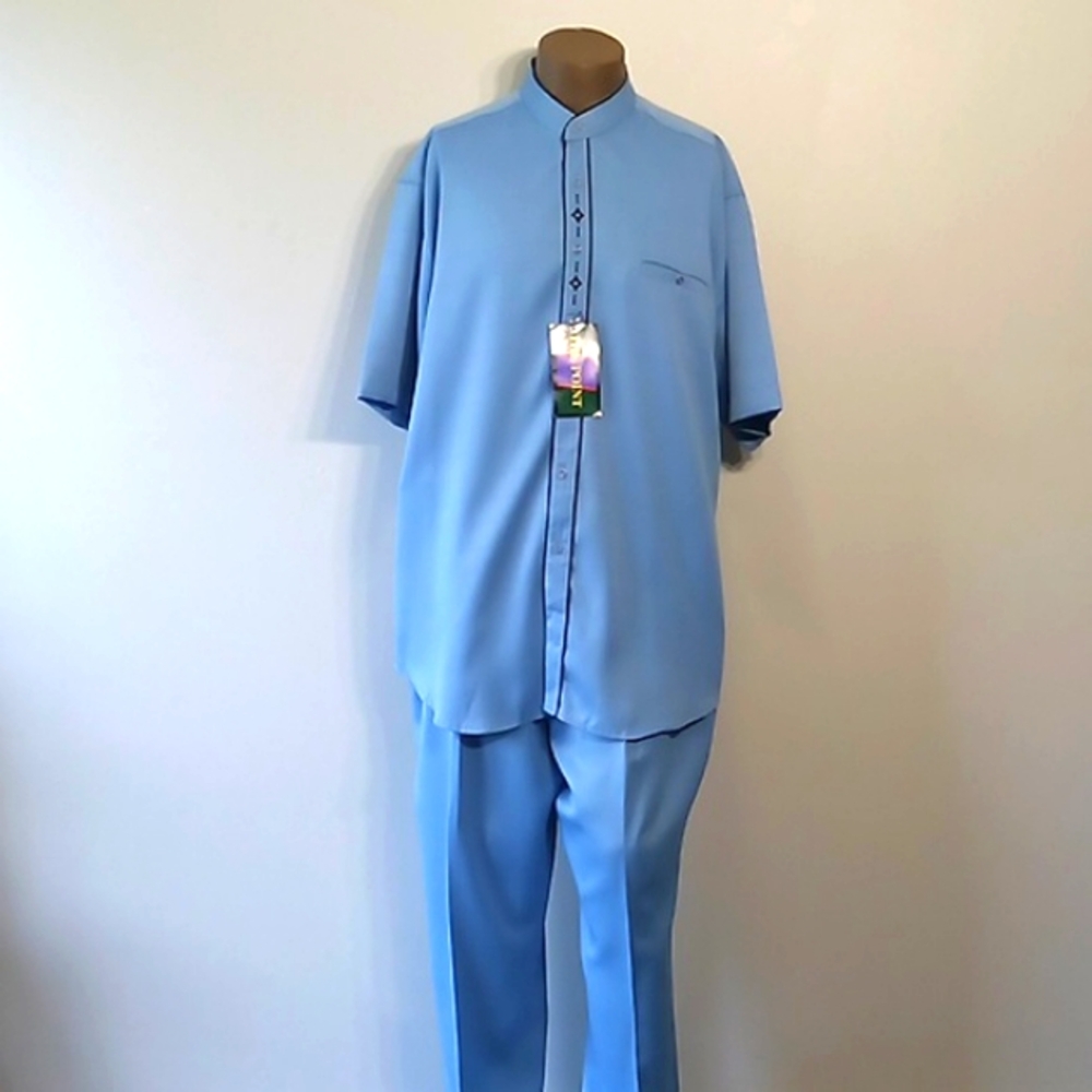 Vintage 2pc Blue Men's short sleeves pants set by The Point